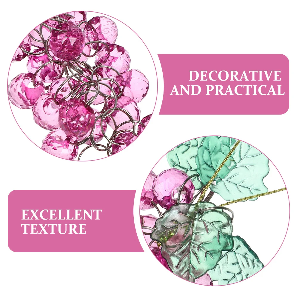

4Pcs Beaded Grape Bunch Acrylic Hanging Ornament Simulation Artificial Fruit for Party Wedding Celebration Decoration
