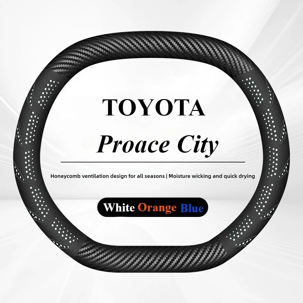 

Car Carbon fiber Suede Leather Steering Wheel Cover for Toyota Proace City 2025 Auto Steering Wheel interior accessories