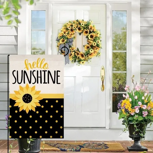 Hello Sunshine Summer Garden Flag Sunflower 12