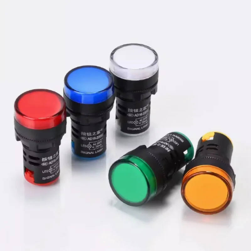 Indicator Signal Lamp Light Waterproof AD16-22DS 22mm AC/DC 12V 24V 110V 220V 380V Red Green Yellow Blue White LED Bulbs 20mA