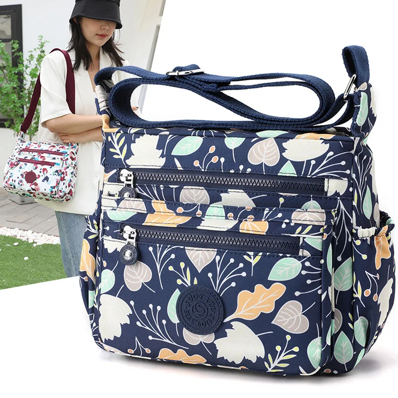 2023 New Women Shoulder Bags Floral Print Women\'s Handbags Designer Crossbody Messenger Bag Female Waterproof Nylon Mommy Bag