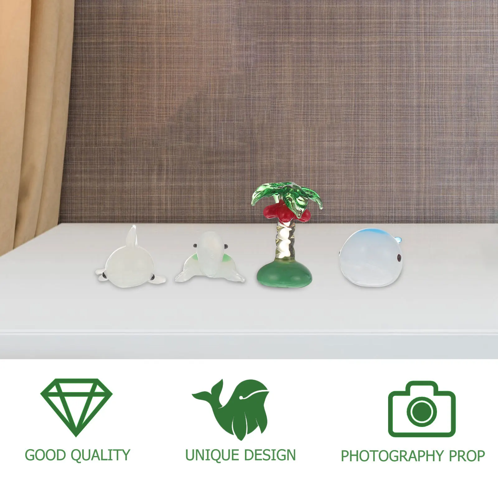 

4Pcs Tabletop Glass Adornments Creative Home Decor Long Lasting Use Unique Design Photography Prop Gift Choice