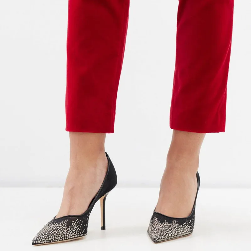 Star style Luxury Rhinestones Breathable Mesh Women Pumps 2024 Summer Stiletto High Heels Party Wedding Bridals Shoes Zapatos
