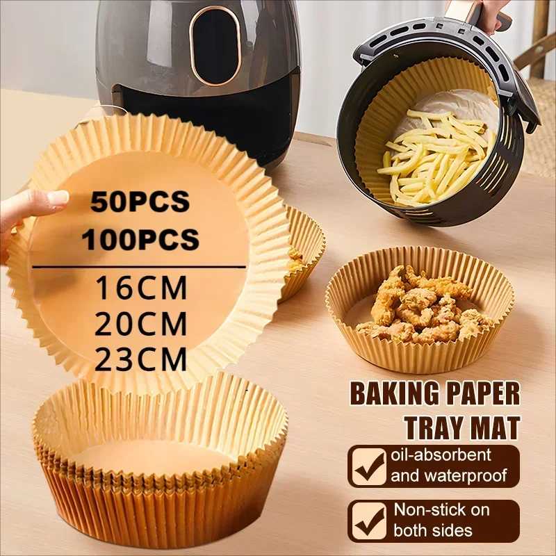 

100pcs Large Air Fryer Disposable Paper Liner Non-stick Airfryer Parchment Paper Baking Paper for 3-10QT Cooking/Steaming Basket