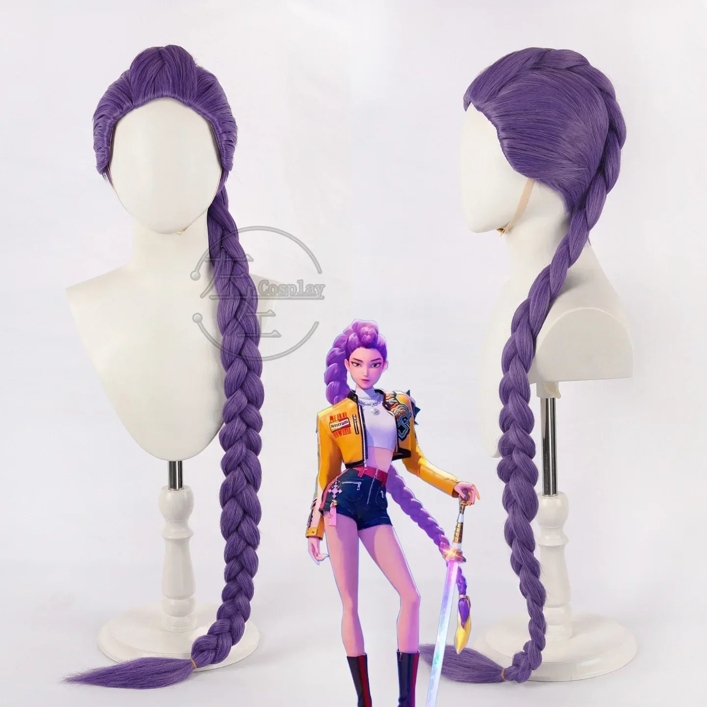 Demon Hunters 100cm Long Rumi Cosplay Wigs Movie Character Role Play Heat Resistant Synthetic Hair Women Party Purple Color Wig