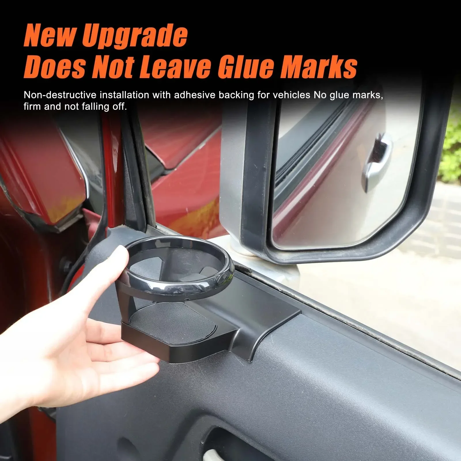 

For Toyota FJ Cruiser 2007-2021 Car interior door panel water cup holder sticker car interior modification accessories ABS Black