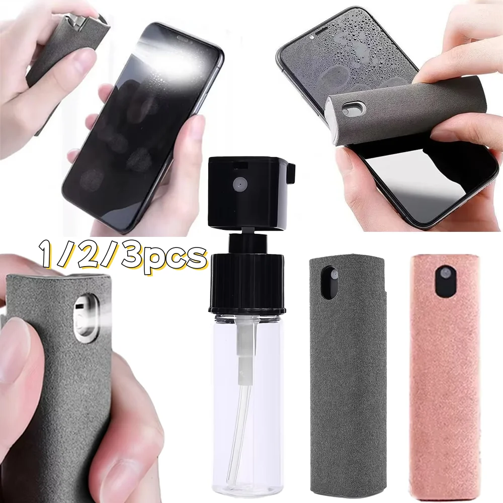 

1/2/3pc 2 In 1 Screen Cleaner Spray Portable Tablet Mobile Phone Touch Screen Screen Microfiber Cloth Dust Removal Cleaning Tool