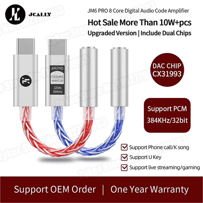 JCALLY CX31993 Hifi DAC Type-C to 3.5mm Digital Audio Decoding Portable Headphone Amplifier DAC Type C to 3.5mm LXDA JM6 Pro AMP