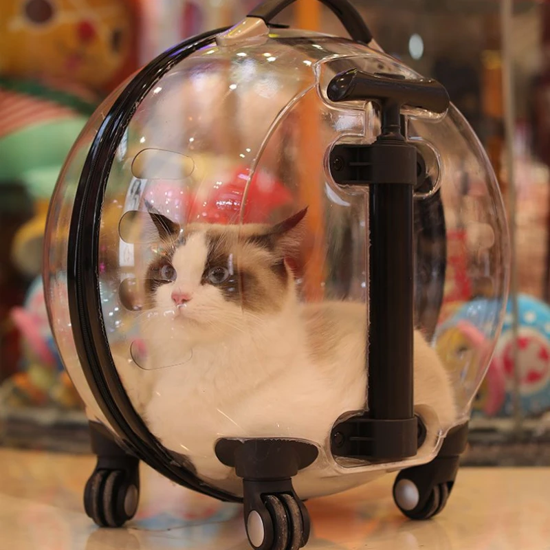 Cat Bag Outdoor Portable Trolley Case Space Capsule Cats Backpack Diaper Bag Large Capacity Transparent Pet Cat Carriers