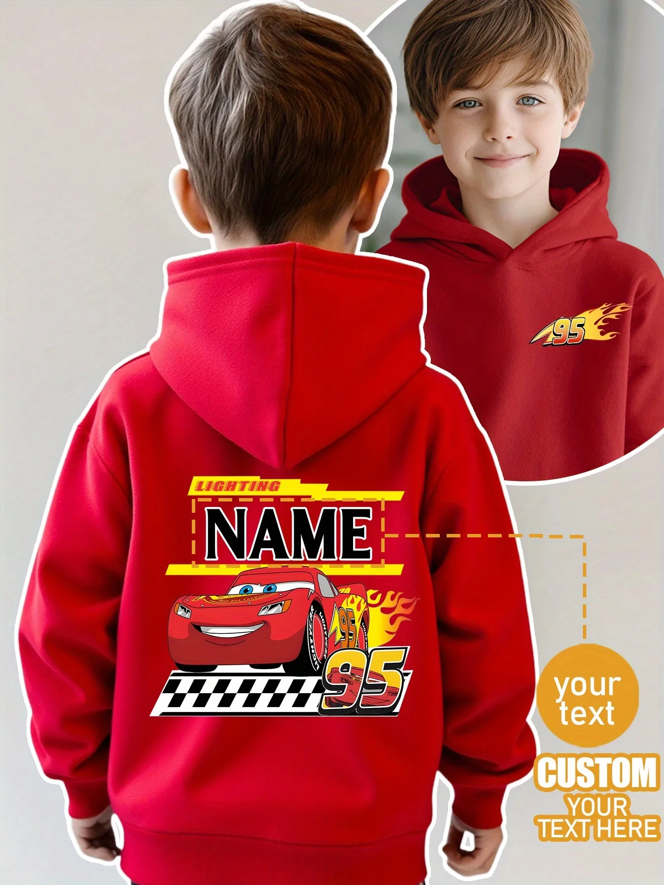 سترة كاجوال للأولاد من Disney Cars، نمط سيارات McQueen 95، قطعة واحدة من السلسلة الحمراء، مناسبة للأولاد، من عمر 4 إلى 12 عامًا، مناسبة للسيارات #5