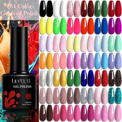 LILYCUTE-esmalte de uñas de Gel colorido, 7ML, 129 colores de larga duración para manicura, Base semipermanente, capa superior, barniz de Gel UV para decoración de uñas