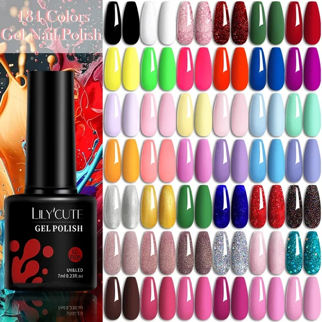 LILYCUTE 7ML Kolorowy żelowy lakier do paznokci 129 kolorów długotrwałych do manicure Półtrwała baza Top Coat Nail Art UV Gel Varnish