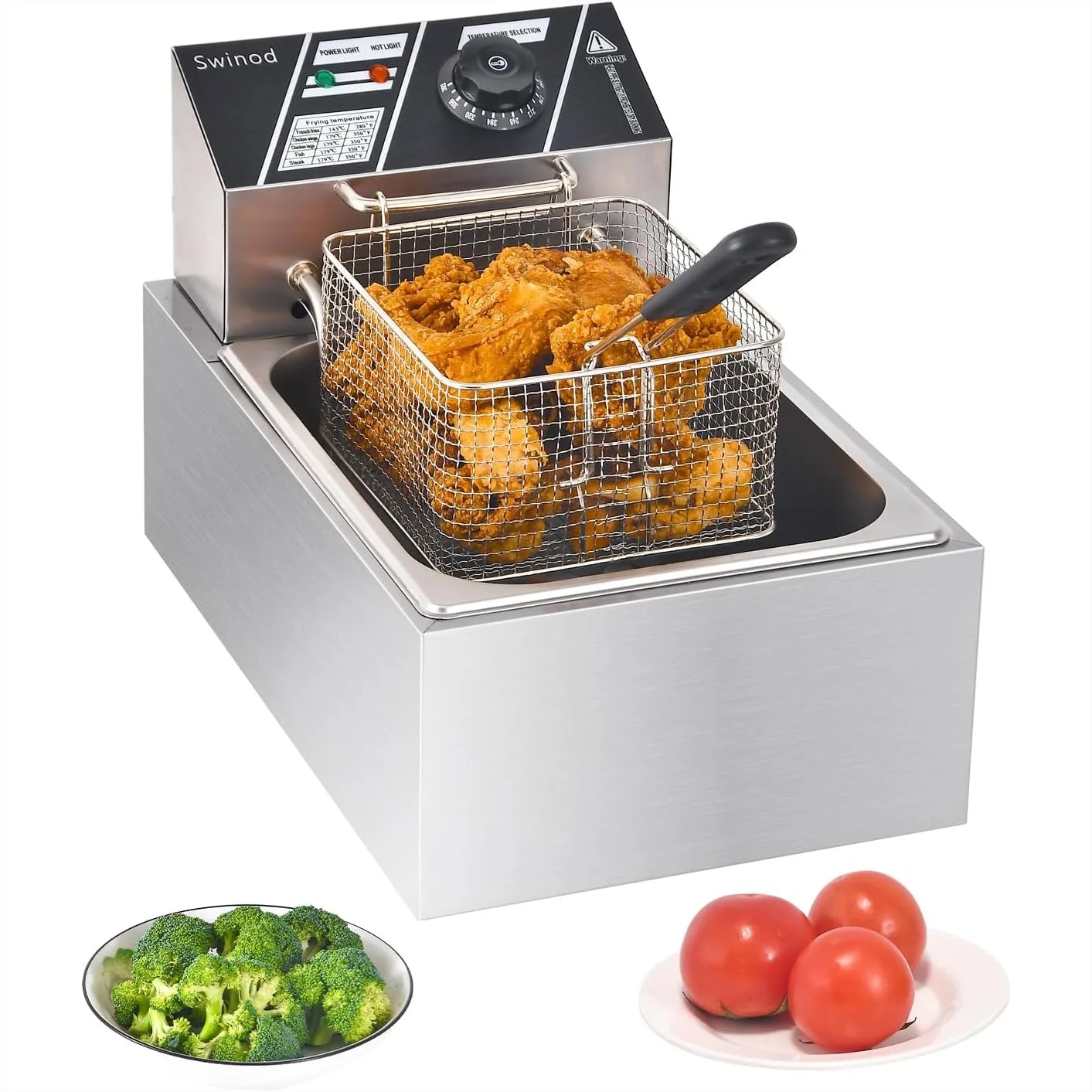 

Electric Deep Fryer with Basket, 1700W Powerful Performance, 9.7Qt Large Capacity Stainless Steel Oil Fryer, Adjustable
