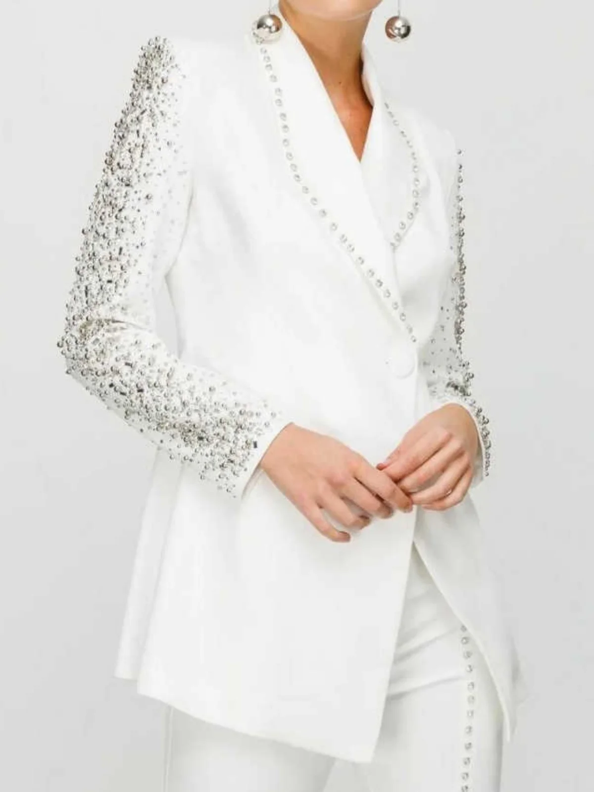 Luxury Women Suits Beadeds Shawl Lapel Jacket One Button Office Ladies Work Wear Plus Size Birthday Party 2 Pieces Customized