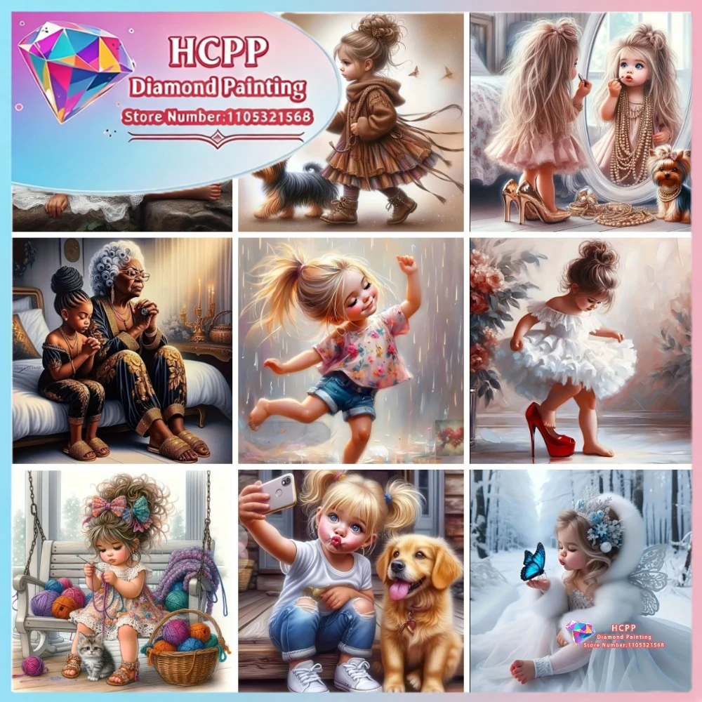 

Набор для рисования алмазной мозаикой для девочек: квадратные и круглые алмазы, 5D DIY, ручная работа, уникальный изысканный подарок, поделки, декор для дома