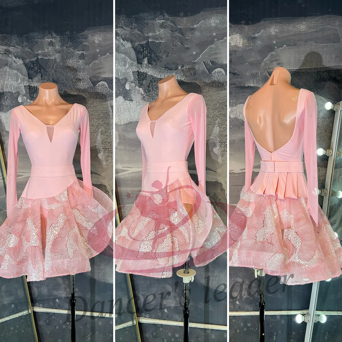 Latin Dance Costume Rhinestone Female Adult Children High-End Custom Small Sequin Skirt Samba Performance High Flash Dress