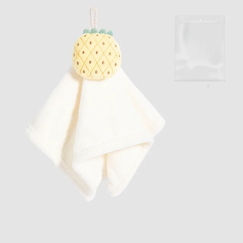 Asciugamano in velluto corallo ananas cartone animato, nuvola carina, coniglio, bambini, asciugamani appesi per bambini, morbido, assorbente d'acqua forte, 1 pz