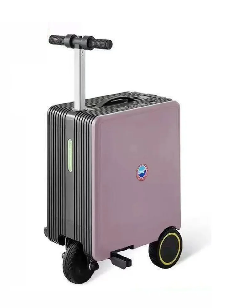 24L Smart Rideable Koffer mit TSA-Schloss, Ein-Klick-Einziehgriff, herausnehmbarer Batterie, Elektroroller-Koffer, USB-Ladefunktion, Hartschalen-Reisegepäck mit stabilen großen Rädern