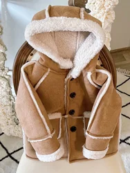 Children's Thick Coat for Boy Girls Winter New Fashion Suede Boy's Warm Jacket Lambswool Clothes Matching Outfit Warm Top Kids