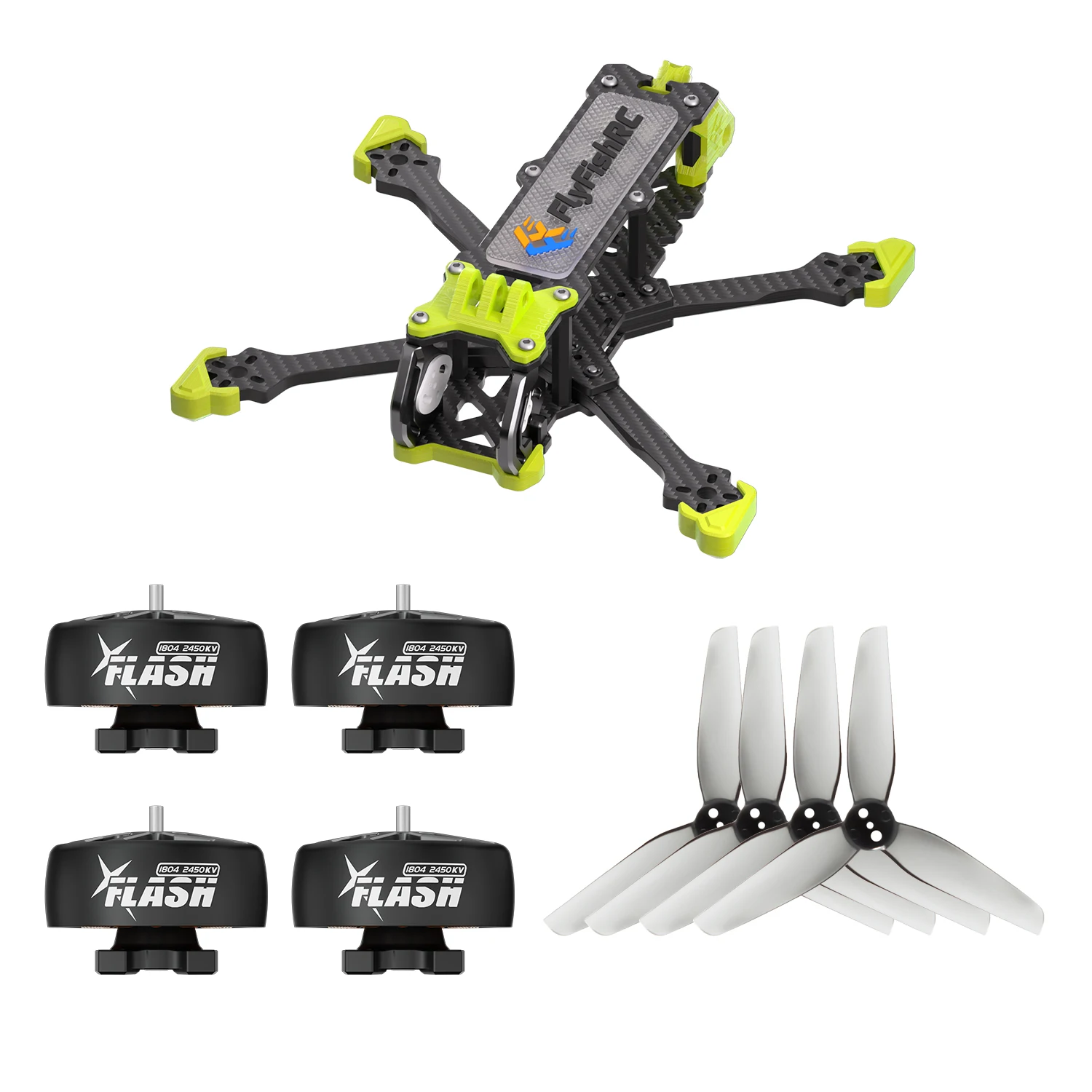 

Volador VX3 Yellow color Frame Kit plus 4pcs Flash 1804 2450KV 6S Motor plus 4pcs HQProp T3X1.5X3 propeller