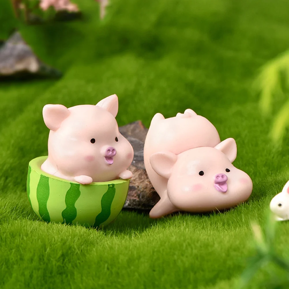 

7 Pcs Miniature Pig Figure Cartoon Plastic Decorative naments for Yard Party Cake Toy Small Statue