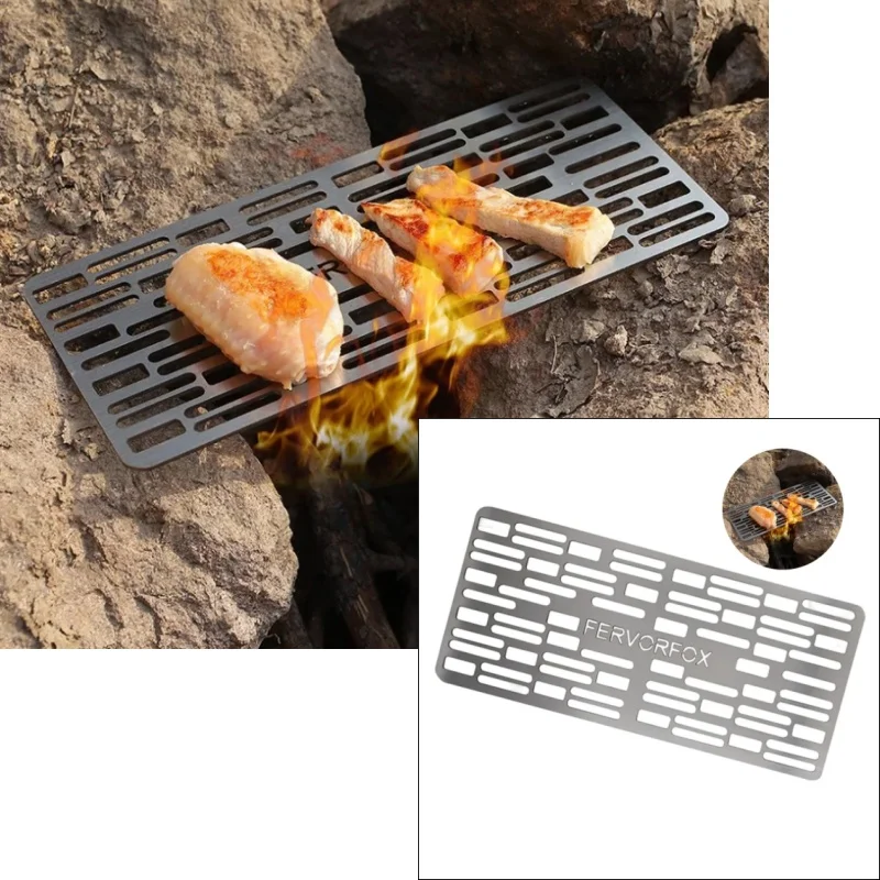 

Camping Fire Grill Tray Set | Stainless Steel Mesh Baking Pan | For Fish/Meat Portable BBQ Accessories