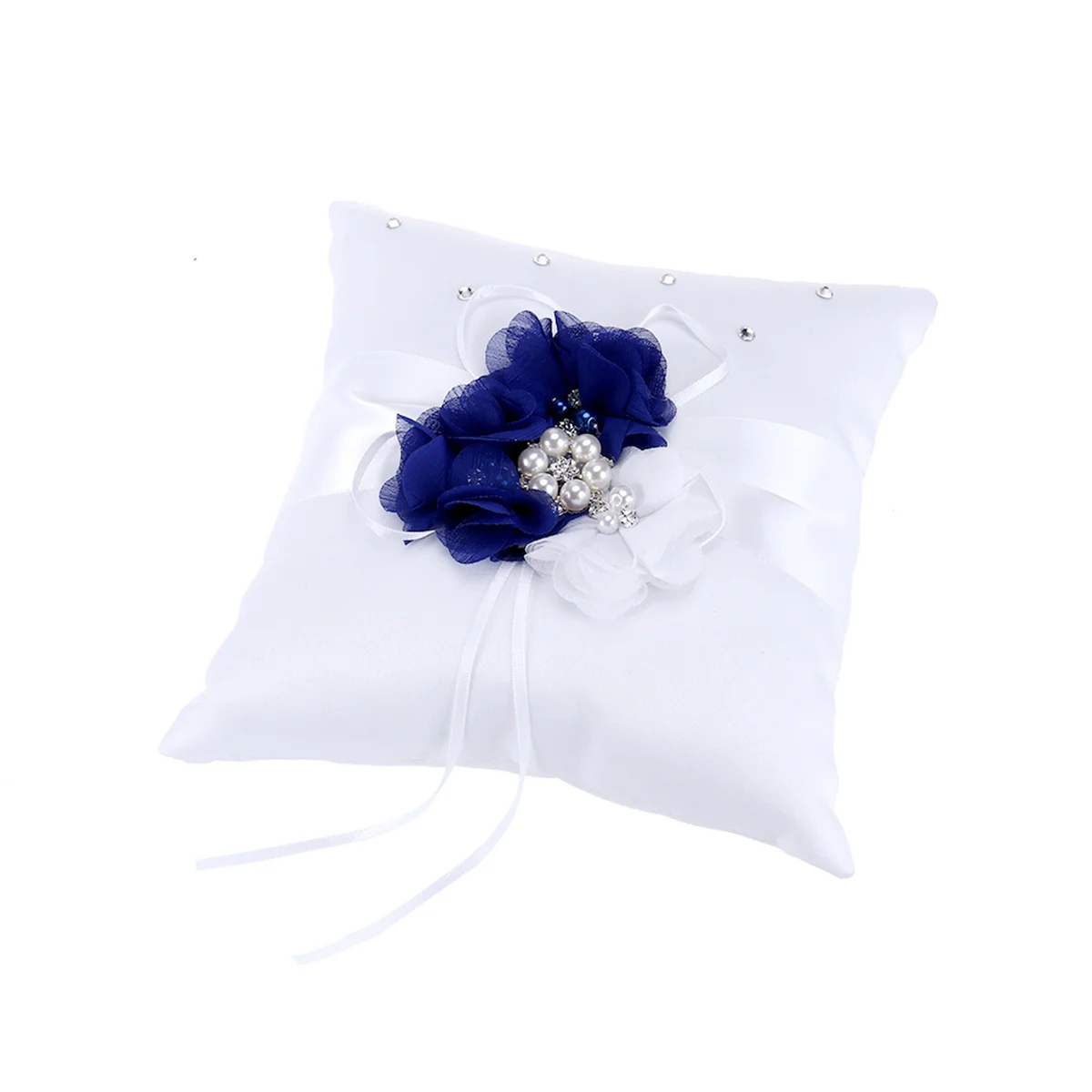 Flower Pillow Ring Pillow For Wedding Pearl Decorated Wedding Ring Bearer Cushion For Ceremony Party Decoration