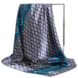 Bufanda de seda de marca de lujo, Foulard de moda, chal satinado, leopardo, 90x90cm, pañuelos cuadrados para la cabeza, pañuelo para la cabeza para mujer