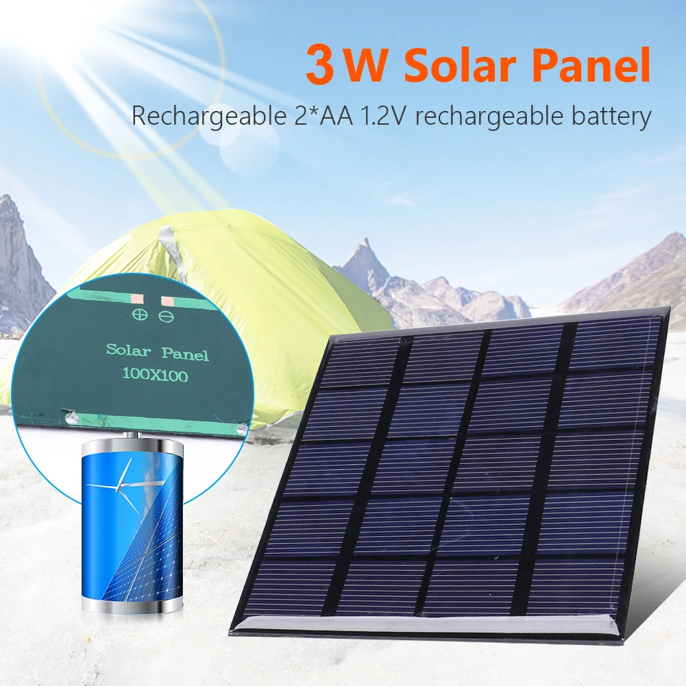 DIY Solar Cell System Outdoor Solar Panel 3W Solar Panel Snow Resistant Wind Resistant Easy To Install Outdoor Use