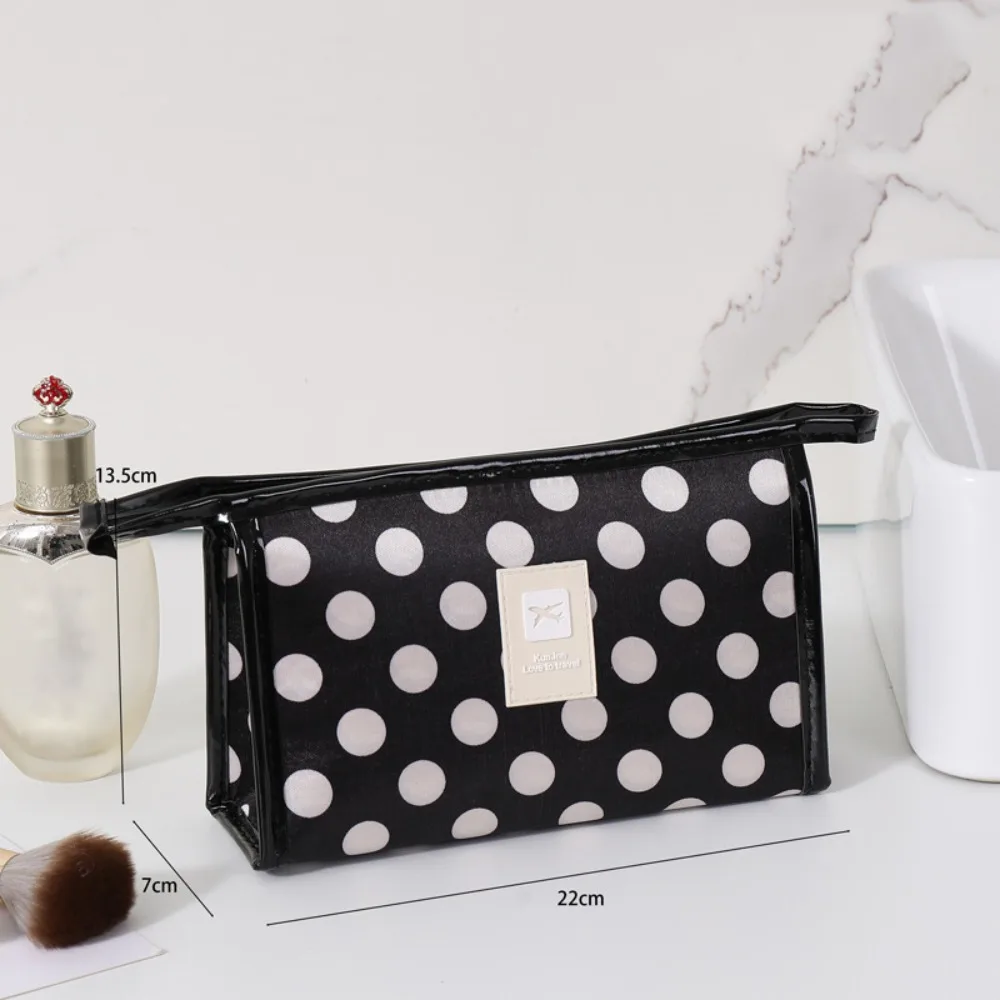 Fashion French Polka Dot Makeup Bag Ultralight Large Capacity Travel Coin Bag Foldable Portable Toiletry Bag