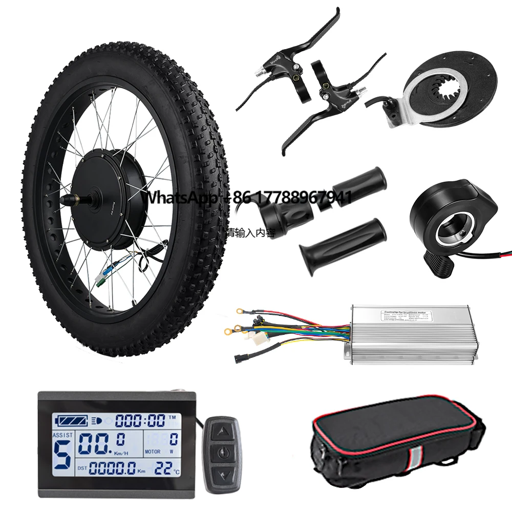 

3000W 72V Brushless Rear Wheel Electric Bicycle Kit 55-70KM Ebike LCD Display Twist 26inch Snow Conversions Hub Motor Wheel