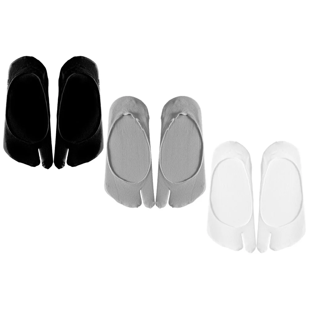 

3 Pairs Tabi Socks Pure Color Holding Hands With Toes Separated For Women Shallow Mouth Ship Thin