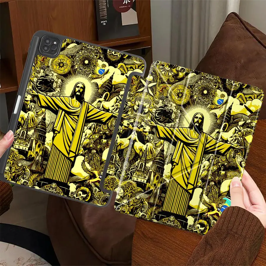 

Чехол-подставка для планшета iPad Pro 11-го, 10-го, 9-го, 8-го, 7-го поколений, 12.9 дюймов, Mini 6, 7, Air 4, 5, M3, M2, 1, 2, M4, 11 дюймов, Pro 2025 God Jesus