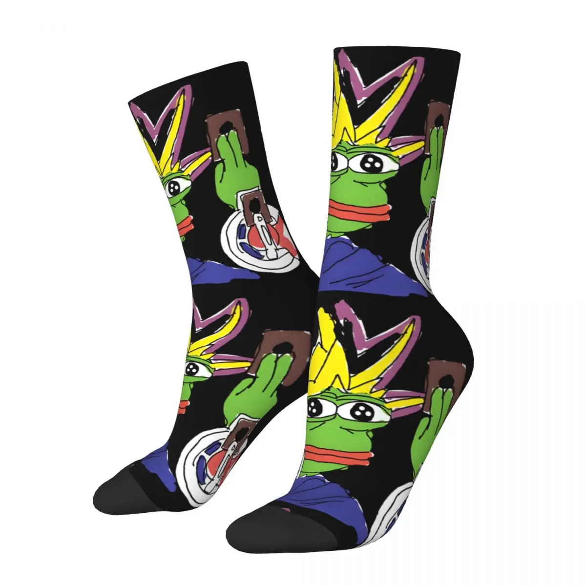 

Hip Hop Vintage Pepe Muto Crazy Men's compression Socks Unisex Yu-Gi-Oh Harajuku Pattern Printed Funny Novelty Happy Crew Sock