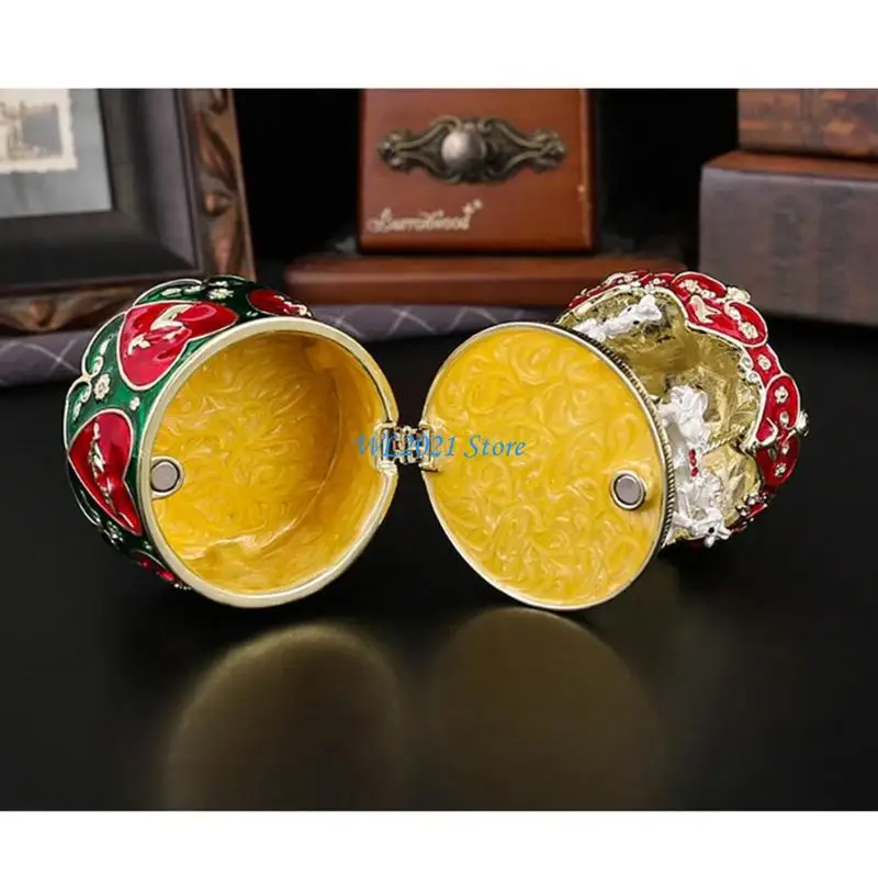 G5GC Vintage Inspired Rotating Carousel Jewelry Organiser Alloy Construction Storage Box For Necklace Earrings