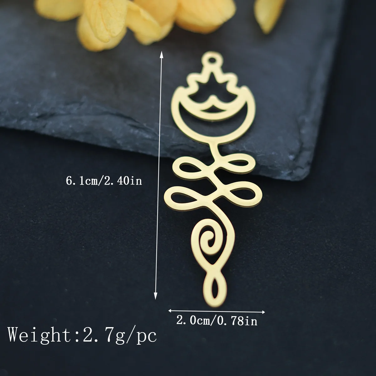 3pcs Crecent Moon Buddhist Yoga Lotus Flower Charms For Jewelry Making Accessories DIY Pendants Earrings Keychain Decoration