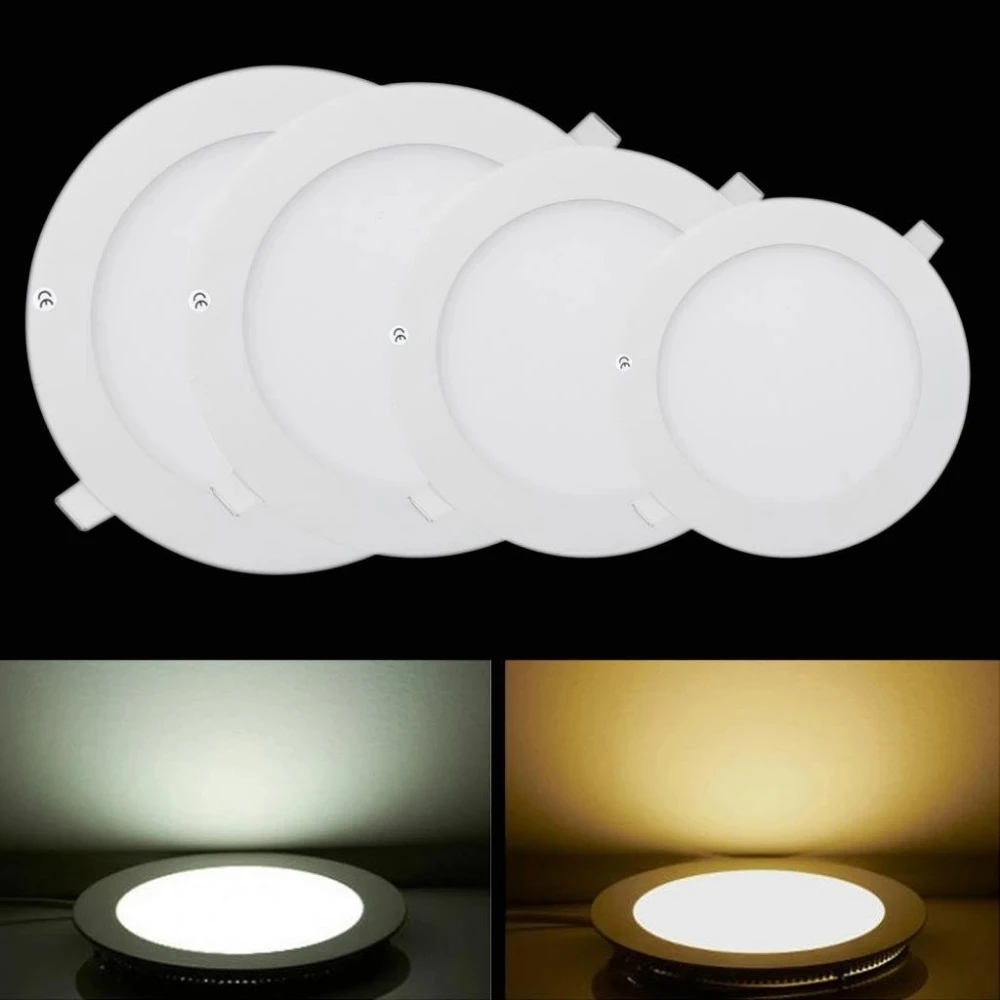 5 szt. Ultra cienki oświetlenie panelowe LED SMD2835 3W 6W 9W 12W 15W 18W AC 85-265V okrągły LED typu Downlight oświetleniowy