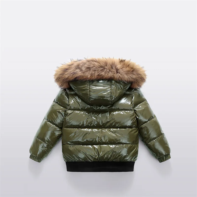 2-10Y Kinder Echte Daunenjacke Kinder Großer Pelzkragen Verdickte Jungen Mädchen Warme Jacke Wasserdicht Teenager Wintermantel – Detail 8