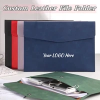 Personalized LOGO A4 Leather Business File Bag Custom Simple Big Capacity Waterproof Document Bag Fashion Briefcase Contract Bag 3