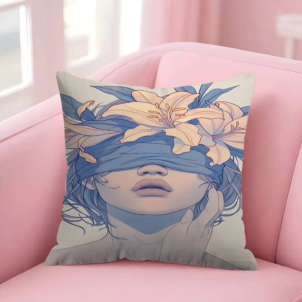 Poszewka na poduszkę z motywem kwiatów, opaska na oczy, dekoracyjna poduszka, dekoracja domu, poszewki na poduszki