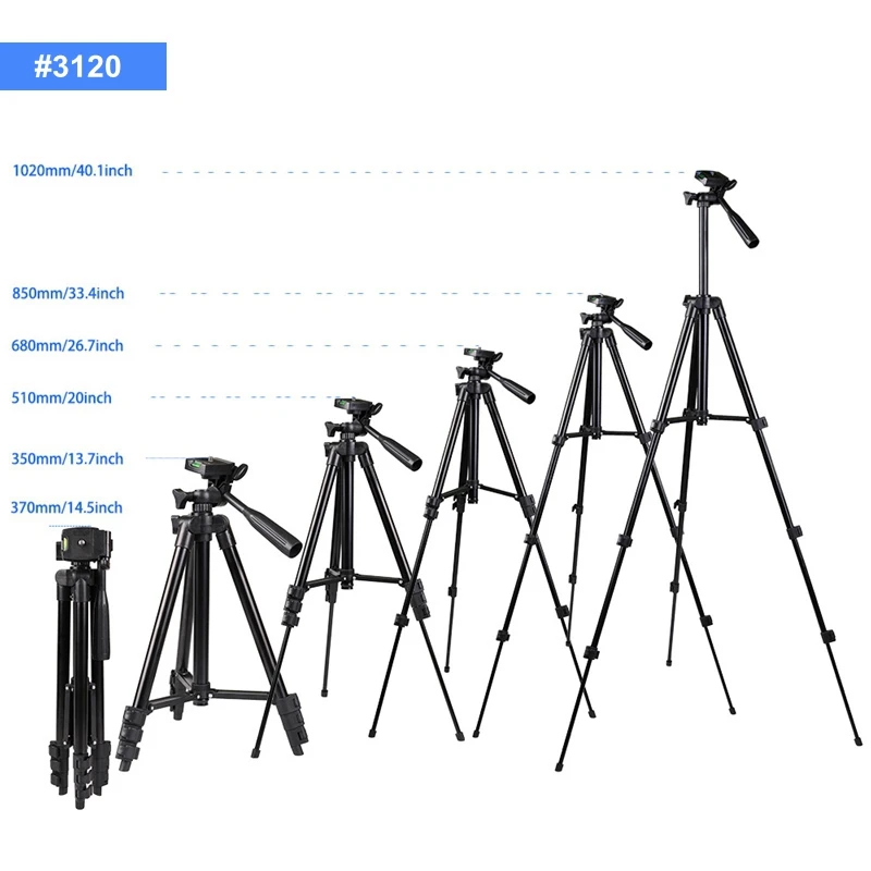 3110 3120 35-102cm Adjustable Aluminum Photography Tripods Floor Stand Mount Holder for Live Youtube Tiktok Camera Phone