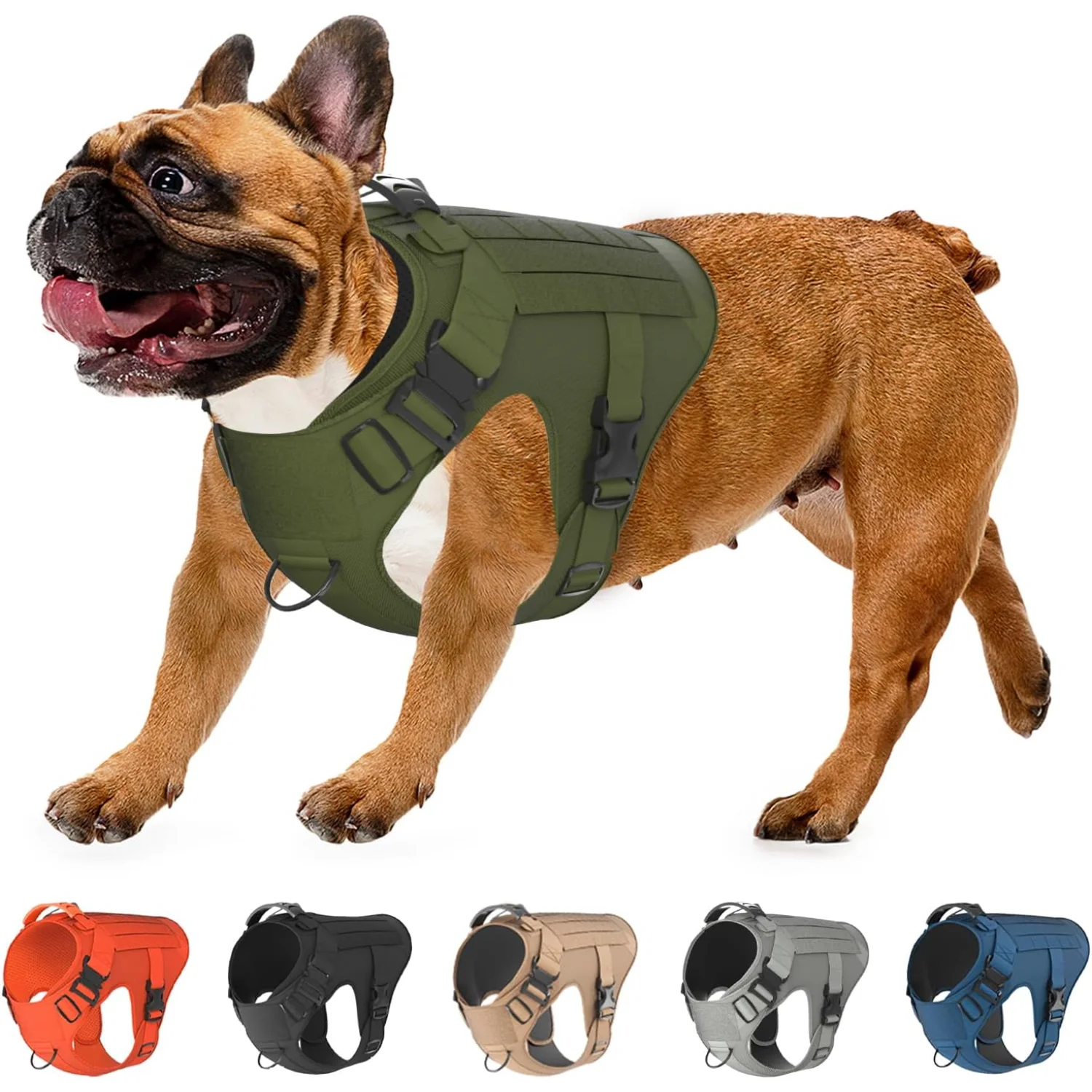 Adjustable Tactical Dog Harness & Leash Set - No-Pull MOLLE Vest with Handle, Front Leash Clip,  &  - Perfect for Small to Large