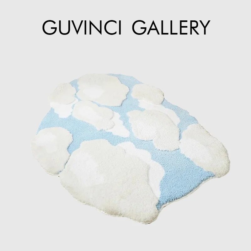 

GUVINCI Sky With Clouds Tufting Carpet Irregular Handmade Rug Super Soft Fluffy Non-Slip Floor Mat For Bathroom Laundry Dorm