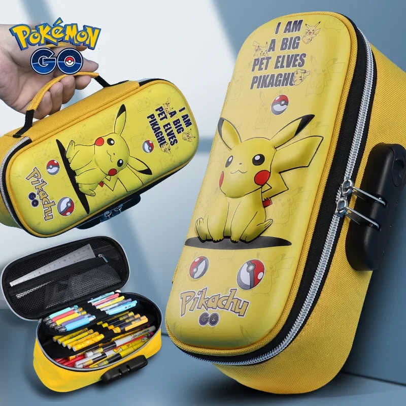 Pokemon Pikachu 3D Three-Dimensional Password Lock Pencil Case Large Capacity Multi-Layer Zipper Stationery Box Boy Girl Gift