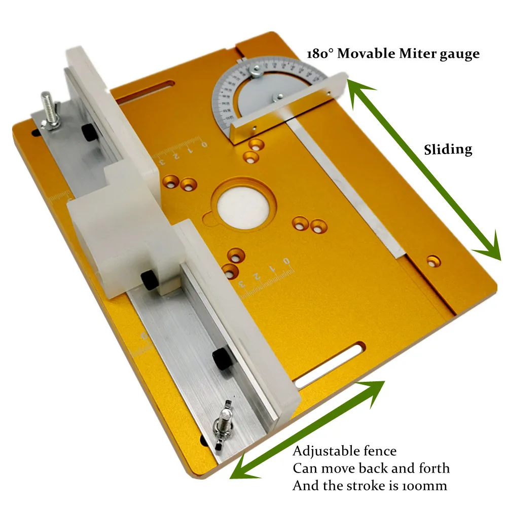 Aluminum Router Table Insert Plate W/ Miter Gauge for Woodworking Benches Table Saw Multifunctional Trimmer Engraving Machine