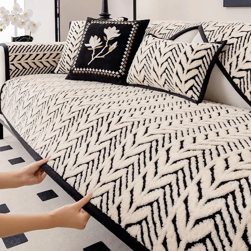 1pc Comfortable plush sofa cushions for autumn and winter  non-slip and warm cushions  winter sofa covers