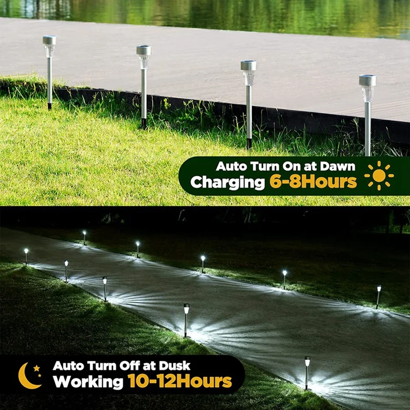 Lot de 8 lampes solaires à LED ultra lumineuses pour l'extérieur, étanches, marche/arrêt automatique, éclairage de jardin