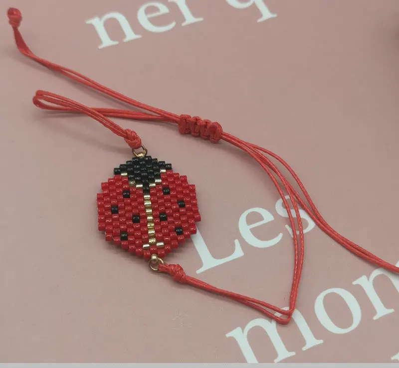 ZGMXR Ladybird Rice Bead Bracelet Adjustable Hand-Knitted Bohemia Fashion Seven Stars Beaded Wristband for Women