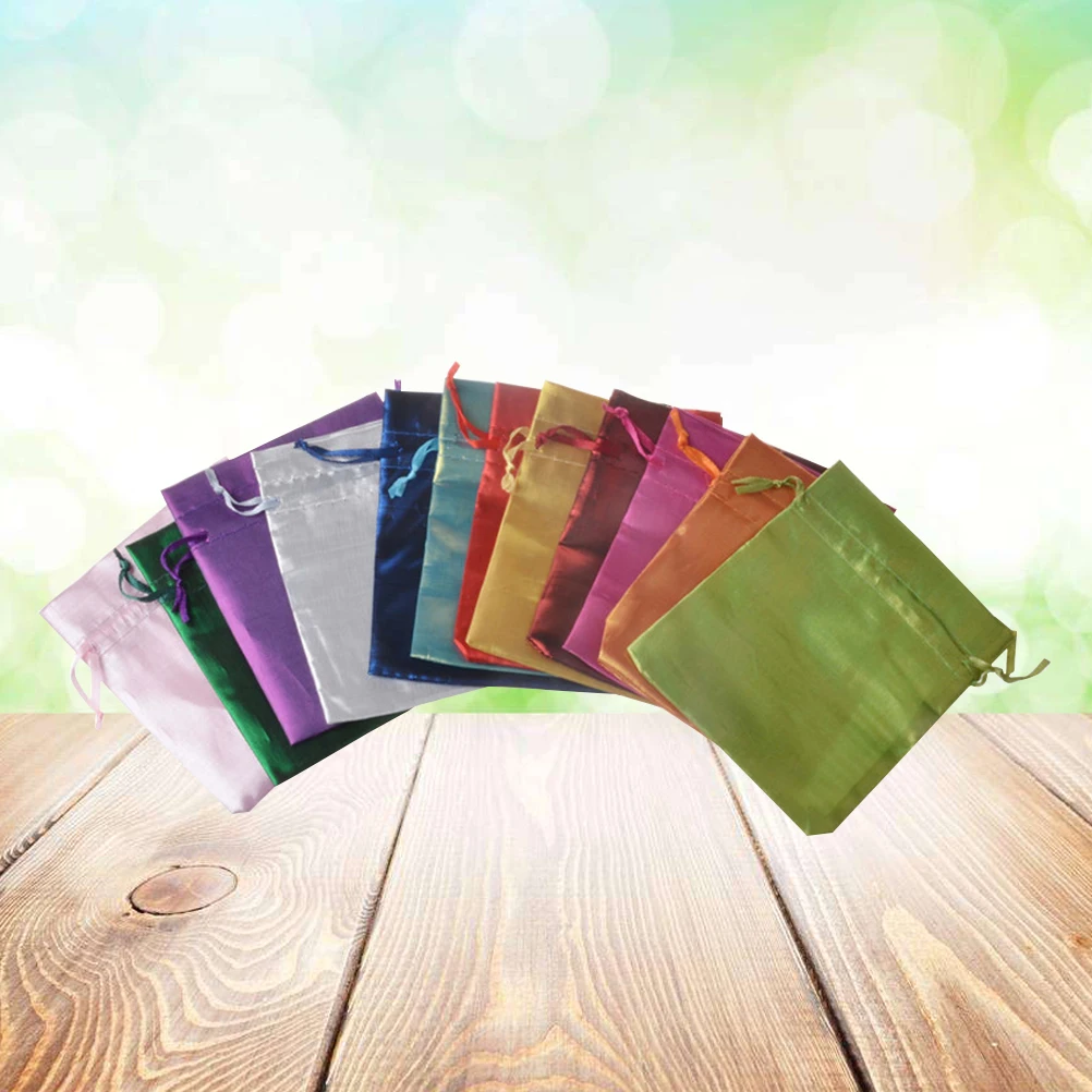 20pcs Satin Drawstring Bag 10X12Cm Gift Pouch For Wedding Party Favors Jewelry Storage Reusable Small Parts Organizer Party
