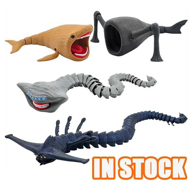 1/4pcs 3D Printing Sea Eater Action Figure Model Toy Doll Christmas Gift Joint-movable Deep Sea Monster Figurines